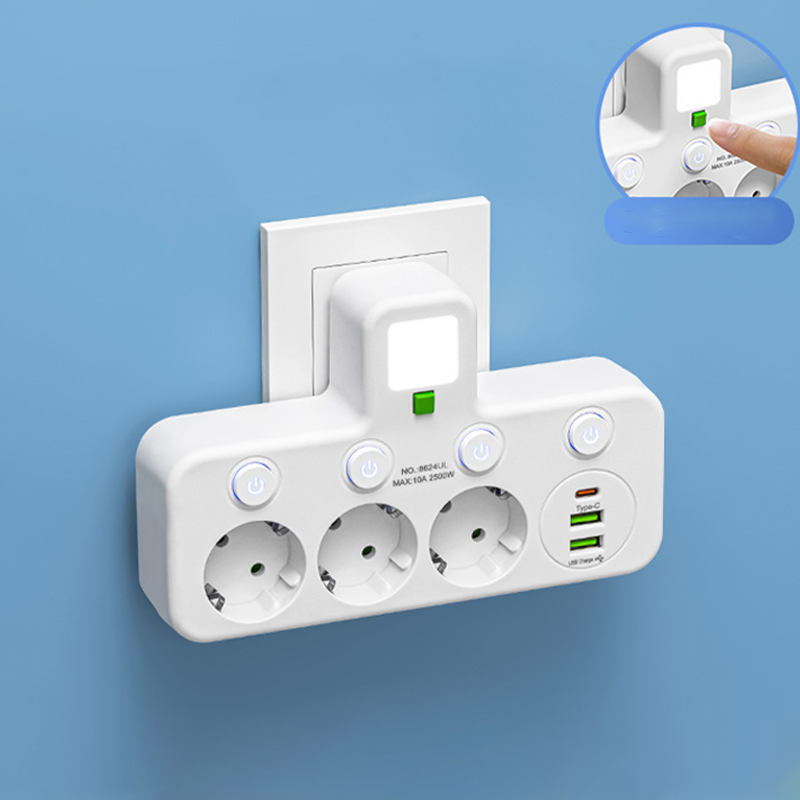 Multiprise blanche 3 prises avec ports USB