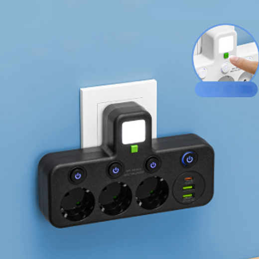 Multiprise noire 3 prises avec USB