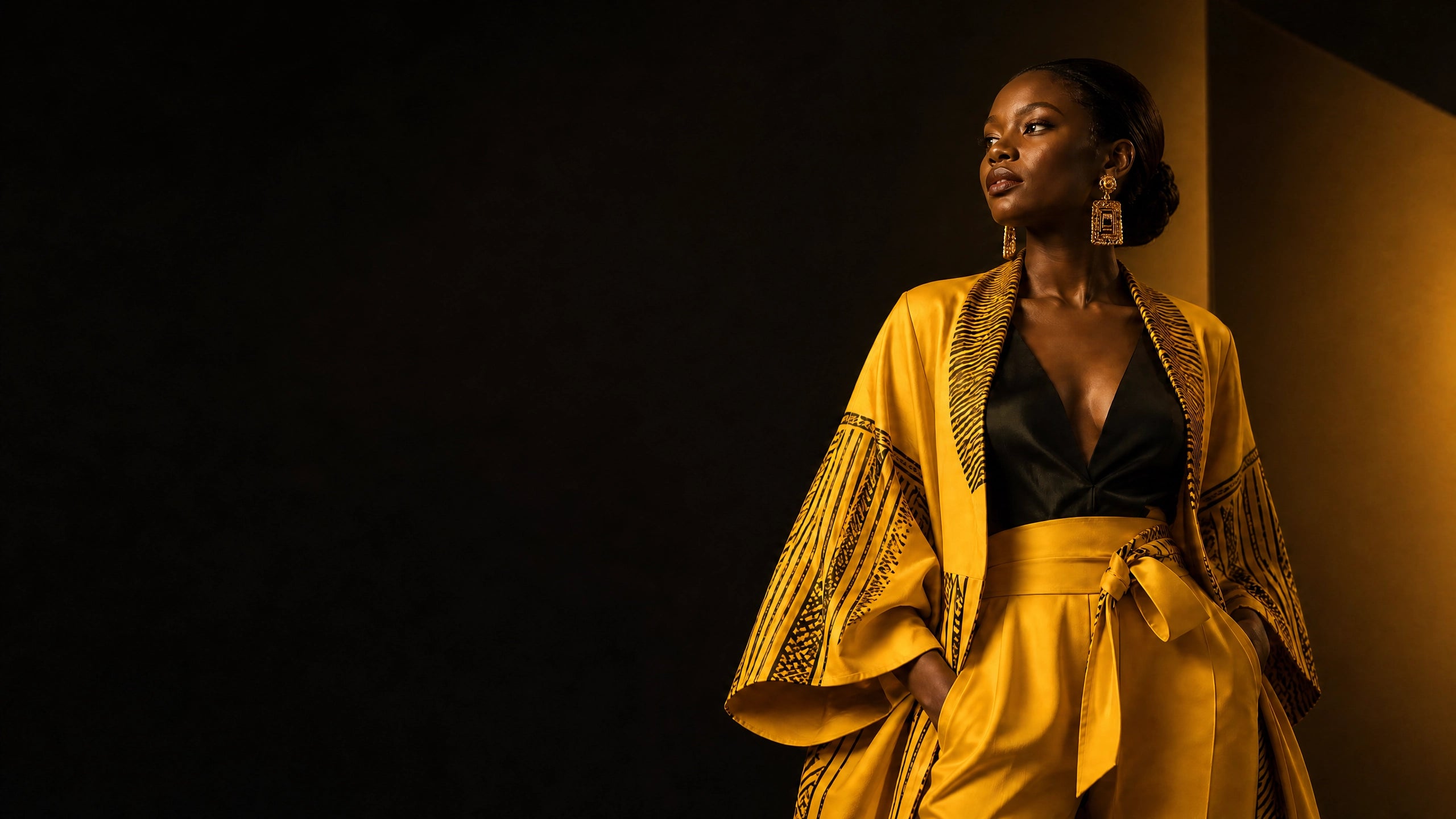 Silhouette africaine contemporaine jaune et noire