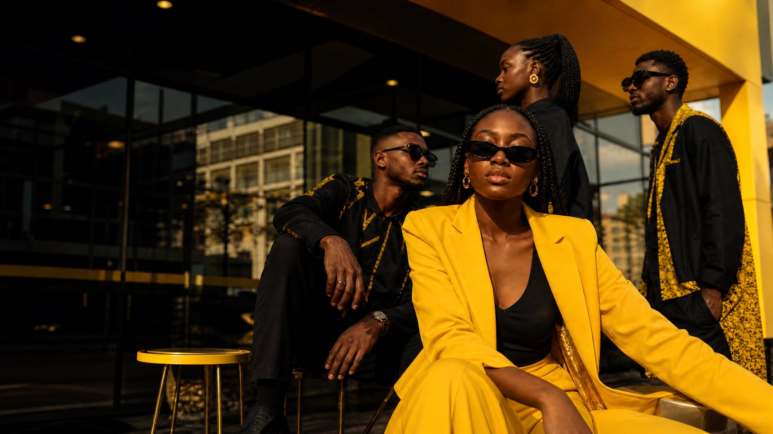 Groupe en tenues africaines contemporaines