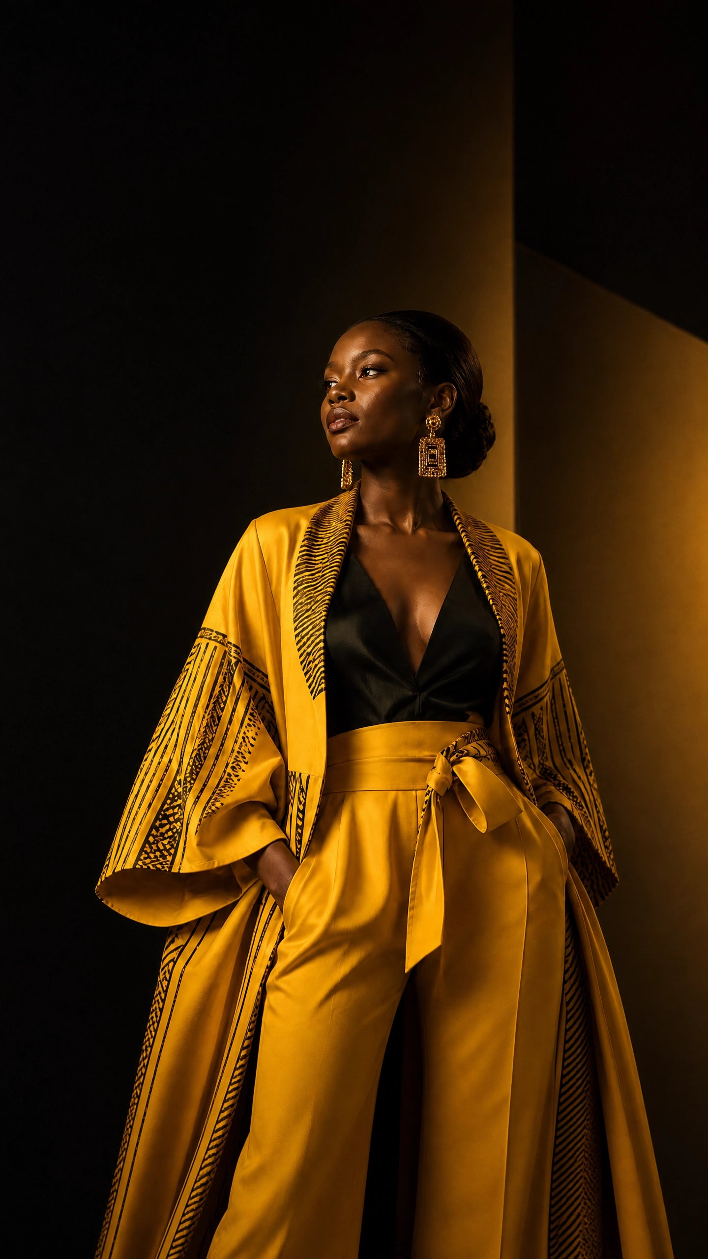 Silhouette africaine contemporaine jaune et noire