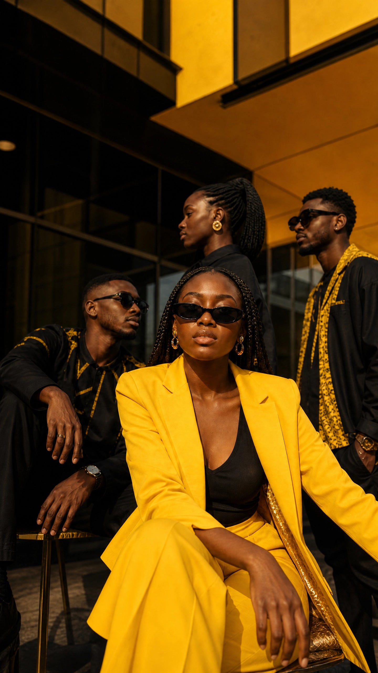 Groupe en tenues africaines contemporaines