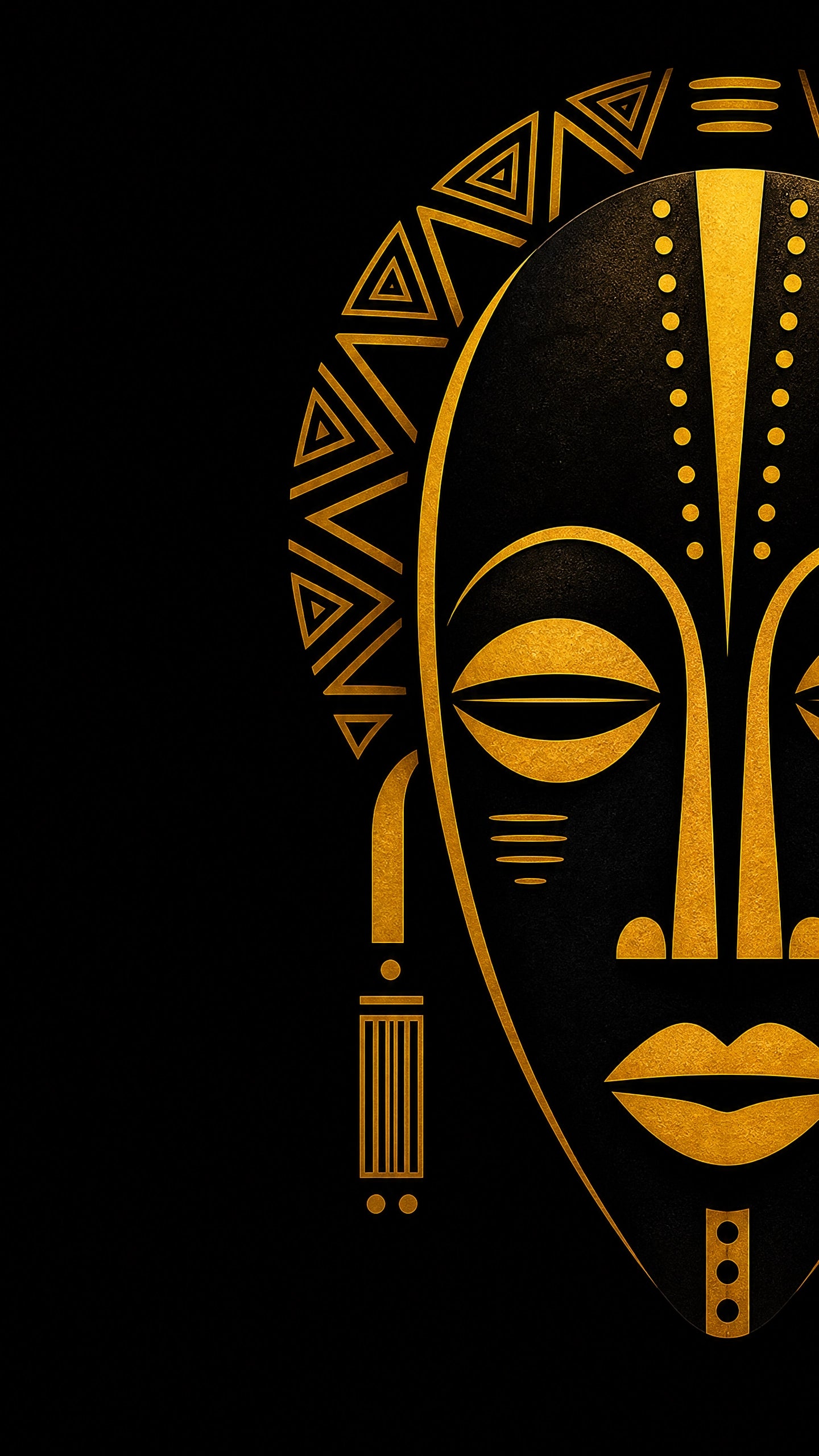 Illustration africaine graphique noire et dorée